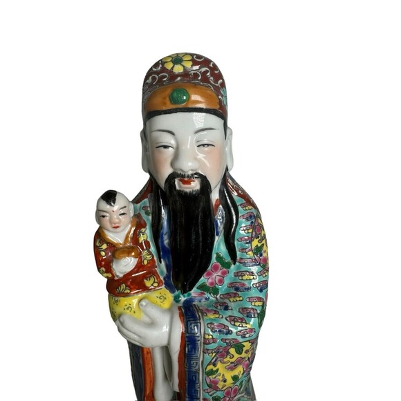 Antique Chinese Famille Rose Porcelain Shao Lao- God Of Longevity- Signed- Read - Picture 2 of 16